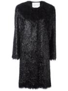 Francesco Scognamiglio Snap Closure Mid Coat, Women's, Size: 40, Black, Polyamide/acetate/viscose