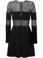Alexander Mcqueen Lace Band Mini Dress, Women's, Size: 40, Black, Silk/cotton/polyamide/wool