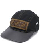 Fendi Leather Visor Ff Logo Hat - Black