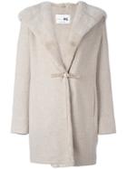 Manzoni 24 - Mink Fur Collar Hooded Coat - Women - Silk/mink Fur/acetate/cashmere - 44, Nude/neutrals, Silk/mink Fur/acetate/cashmere