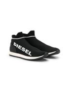 Diesel Kids Logo Print Sneakers - Black