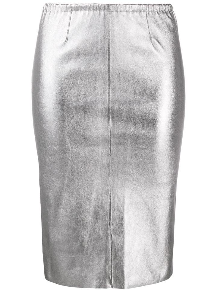 Zadig & Voltaire Metallic Pencil Skirt - Silver
