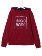 Boss Kids Teen Logo Print Hoodie - Red