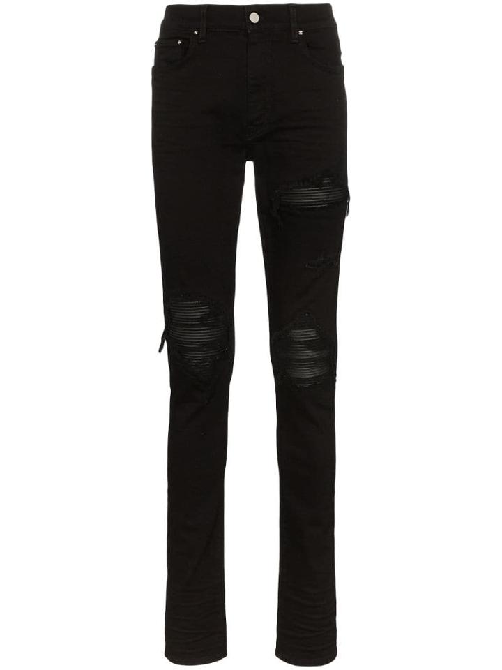 Amiri Mx1 Distressed Slim-fit Jeans - Black