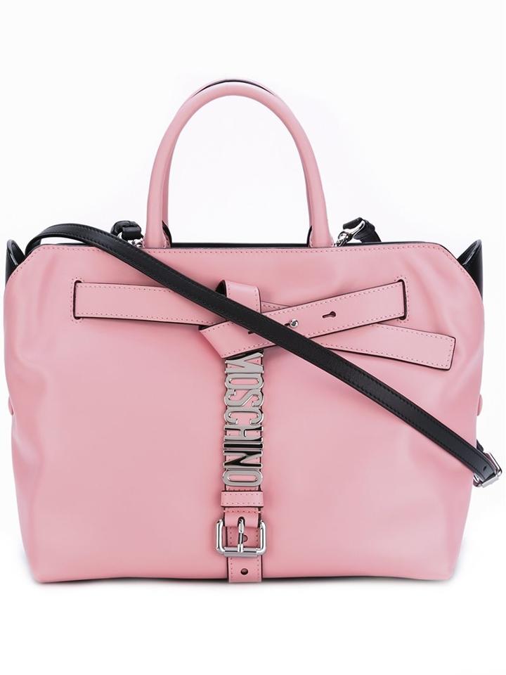 Moschino Logo Plaque Buckle Tote