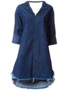 Miharayasuhiro Raw Hem Denim Dress, Women's, Size: 36, Blue, Cotton