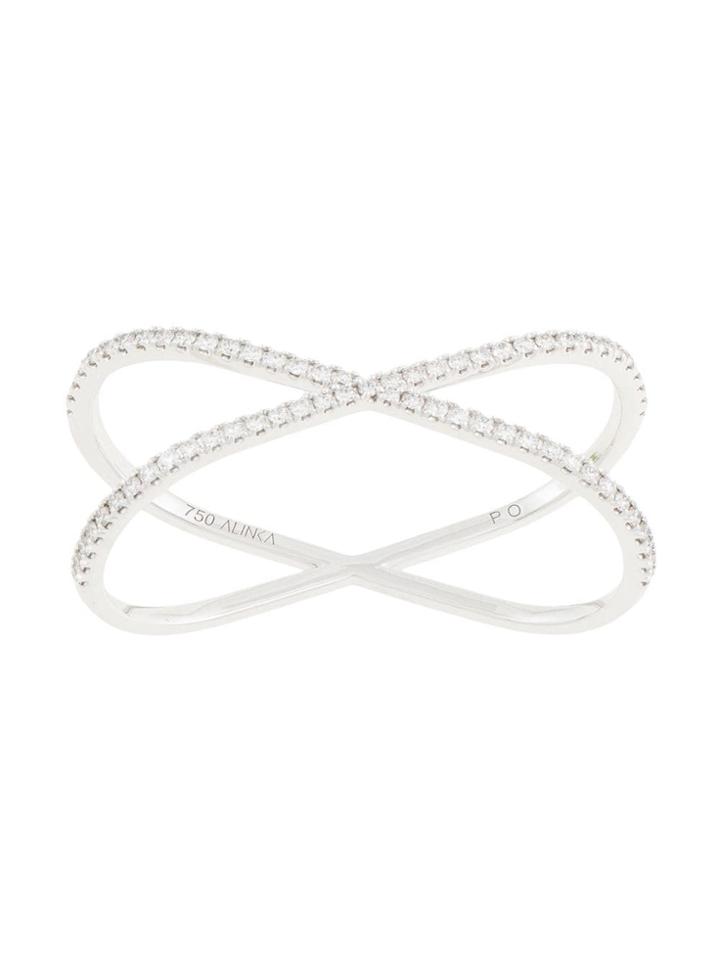 Alinka 18kt White Gold Katia Duo Two-finger Diamond Ring - Silver