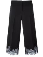 Michael Michael Kors Lace Hem Cropped Trousers, Women's, Size: 2, Black, Spandex/elastane/polyester/nylon