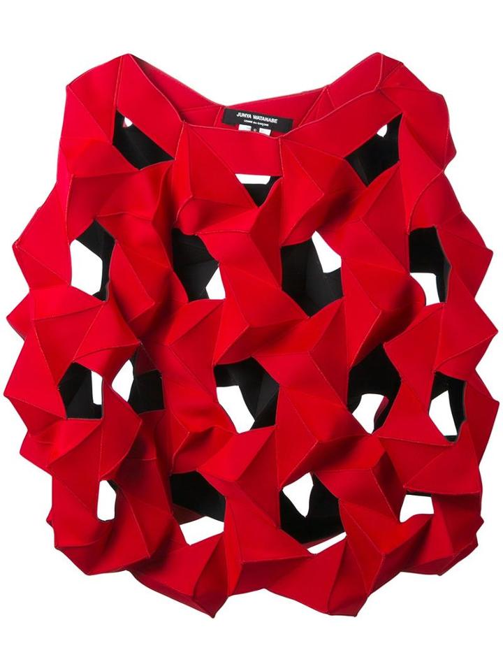 Junya Watanabe Comme Des Garçons Geometric Pattern Oversized Blouse, Women's, Size: Small, Red, Nylon