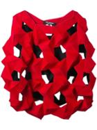 Junya Watanabe Comme Des Garçons Geometric Pattern Oversized Blouse, Women's, Size: Small, Red, Nylon
