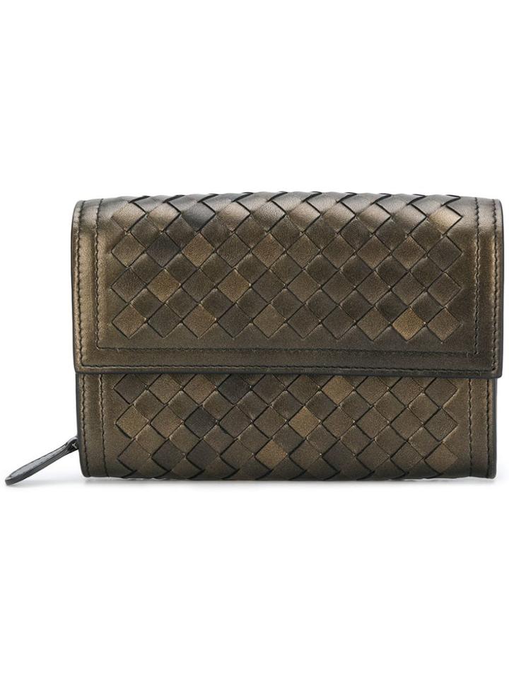 Bottega Veneta Foldover Top Wallet - Metallic