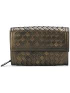 Bottega Veneta Foldover Top Wallet - Metallic