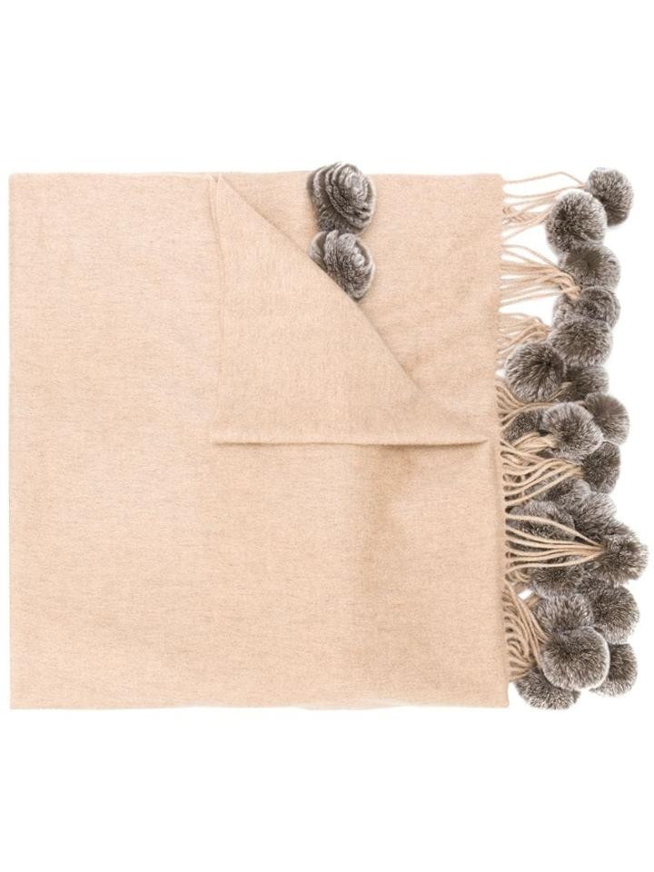 N.peal Rex Pom Pom Shawl - Neutrals