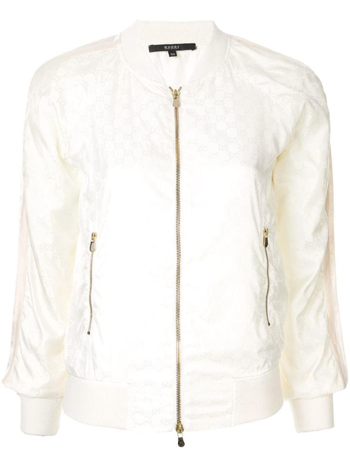 Gucci Vintage Gg Logo Bomber Jacket - White
