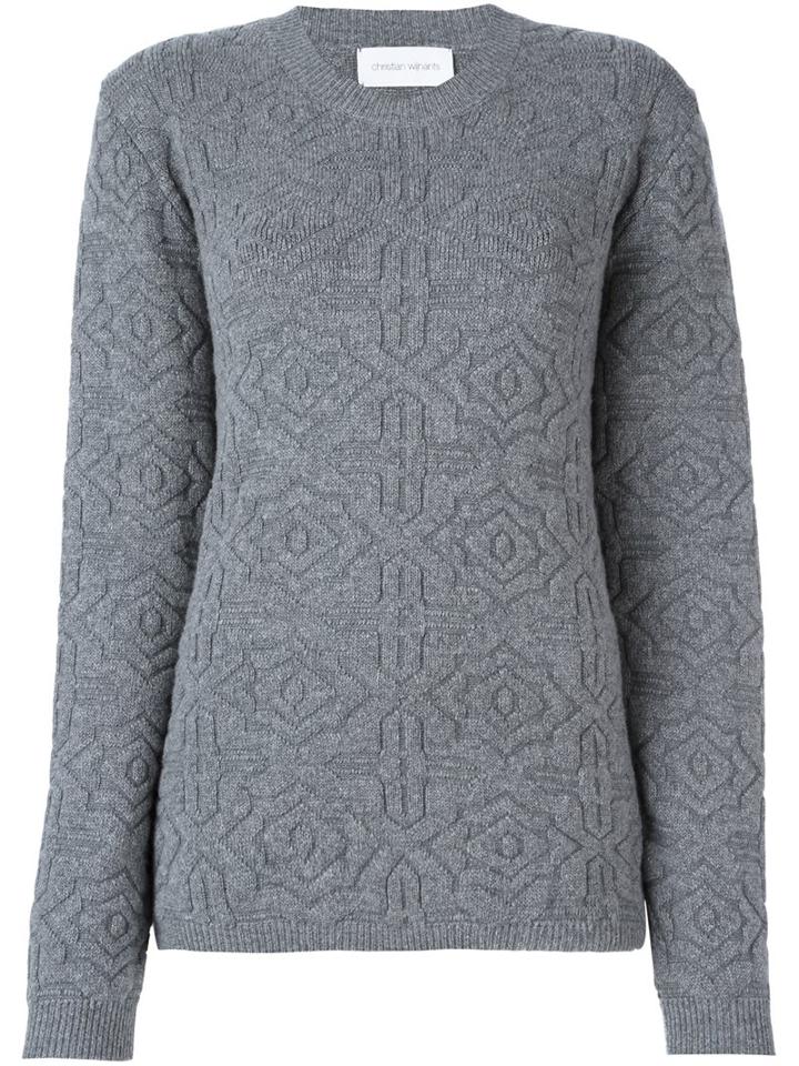 Christian Wijnants Patterned Knit Sweater, Women's, Size: Small, Grey, Polyamide/spandex/elastane/cashmere/virgin Wool