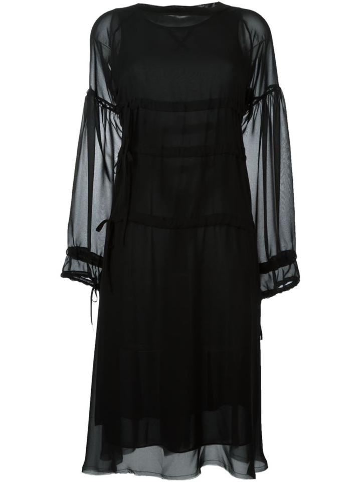 Mm6 Maison Margiela Triple Drawstring Dress, Women's, Size: 42, Black, Polyester/polyamide