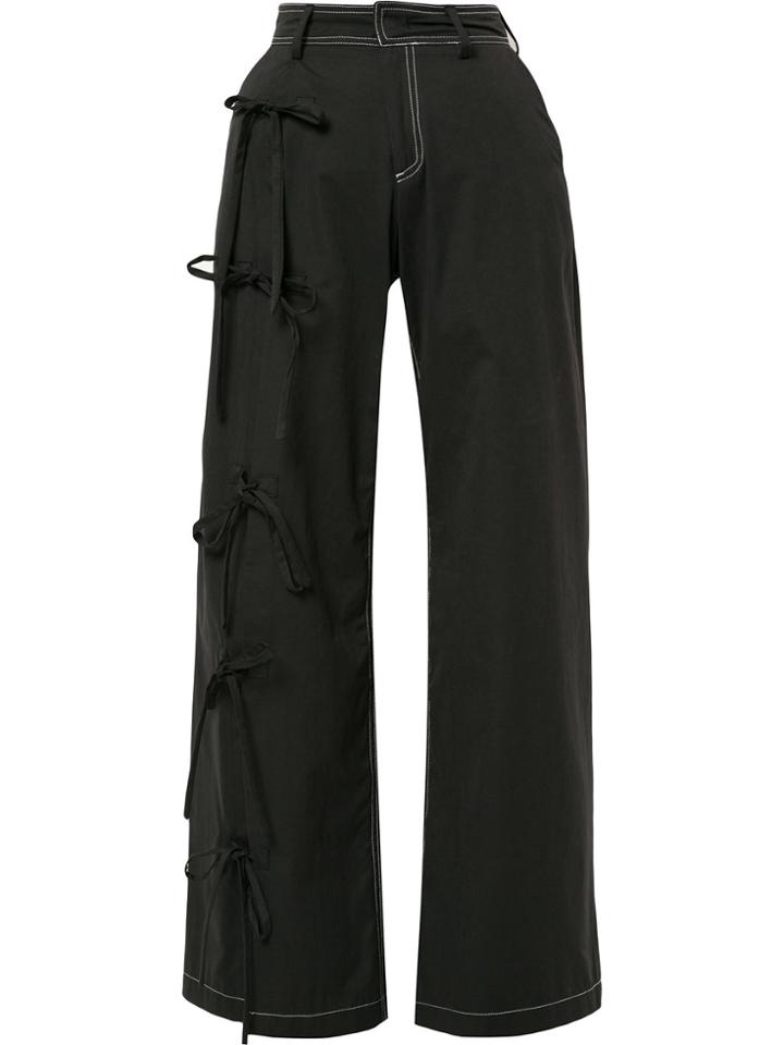 Blindness Side Bow Detail Trousers - Black