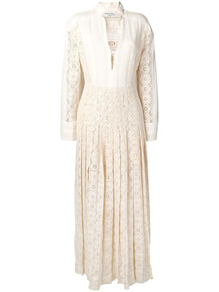 Philosophy Di Lorenzo Serafini Pleated Lace Dress - Neutrals