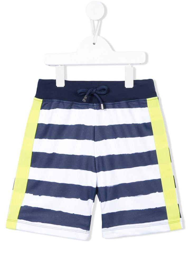 Msgm Kids Striped Track Shorts, Size: 12 Yrs, Blue