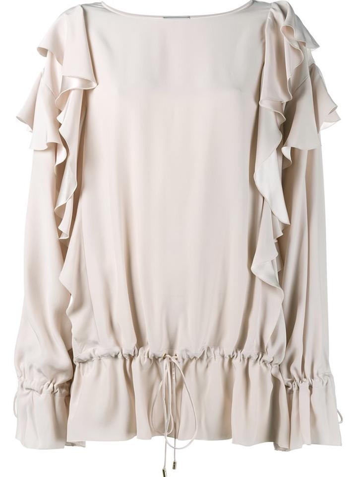 Lanvin Ruffled Sleeve Blouse, Women's, Size: 36, Nude/neutrals, Silk