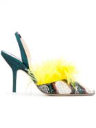 Attico Whips Feathered Pumps - Yellow & Orange