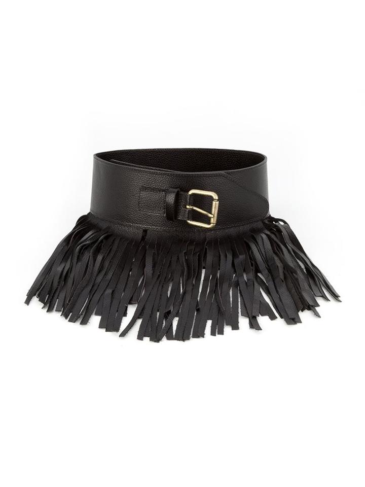 Andrea Bogosian Fringed Belt, Women's, Size: P, Black, Feather