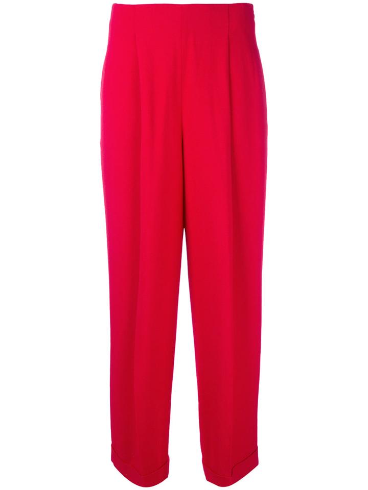 Salvatore Ferragamo Cropped Trousers, Women's, Size: 42, Red, Acetate/rayon