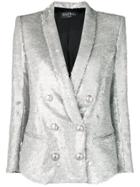 Balmain Double Breasted Sequinned Blazer - Grey