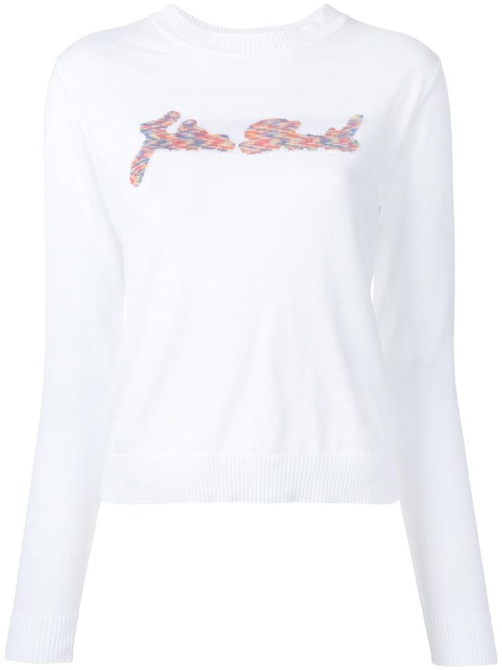 Julien David - Intarsia Detail Jumper - Women - Cotton - S, White, Cotton