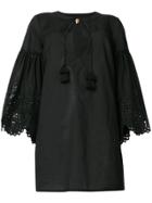 Ermanno Scervino Open Embroidery Tie Neck Blouse - Black