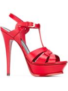 Saint Laurent Tribute Sandals, Women's, Size: 36, Red, Calf Leather/leather