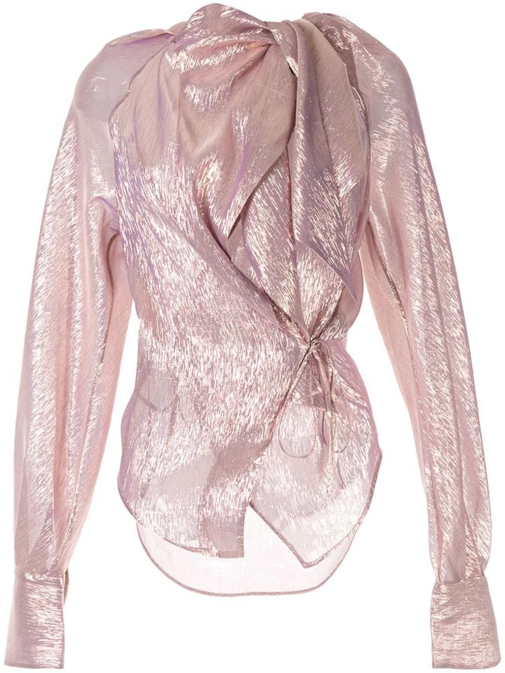 Petar Petrov Betsy Metallic Wrapped Blouse - Purple