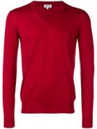 Brioni V-neck Fine Knit Sweater - Red