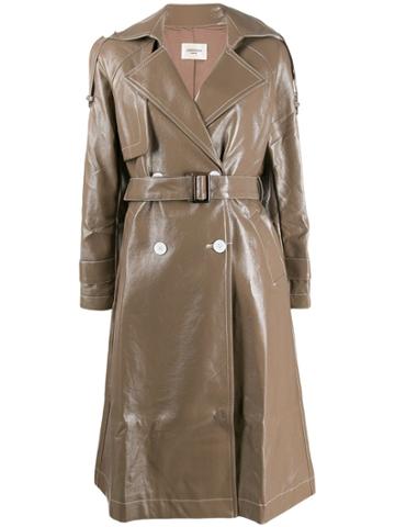 Jovonna Katia2 Faux-leather Trench Coat - Neutrals