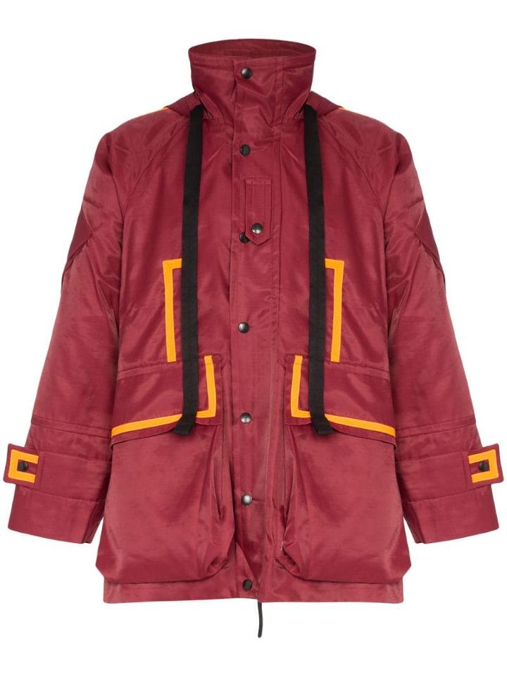 Pronounce Beam Contrast-trim Parka Jacket - Red