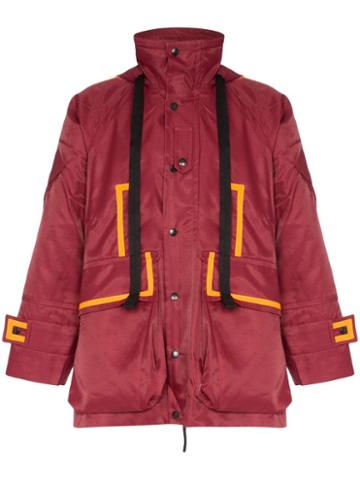 Pronounce Beam Contrast-trim Parka Jacket - Red