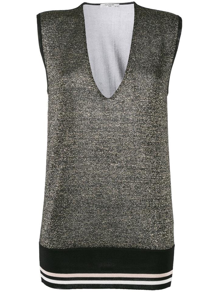 Lanvin - Metallic (grey) Deep-v Top - Women - Polyester/viscose/wool/metallized Polyester - S, Women's, Polyester/viscose/wool/metallized Polyester