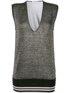 Lanvin - Metallic (grey) Deep-v Top - Women - Polyester/viscose/wool/metallized Polyester - S, Women's, Polyester/viscose/wool/metallized Polyester