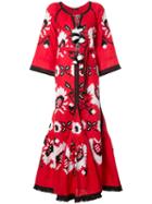 Vita Kin Floral Motif Dress, Women's, Size: Small, Red, Linen/flax