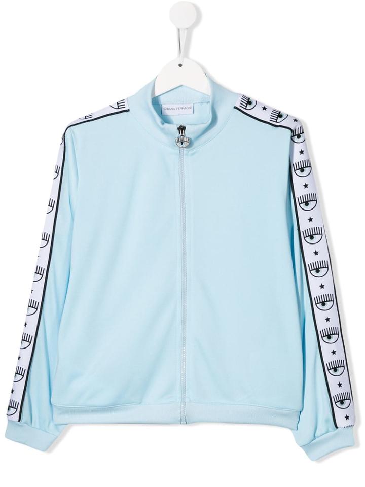 Chiara Ferragni Kids Eye Trim Track Jacket - Blue