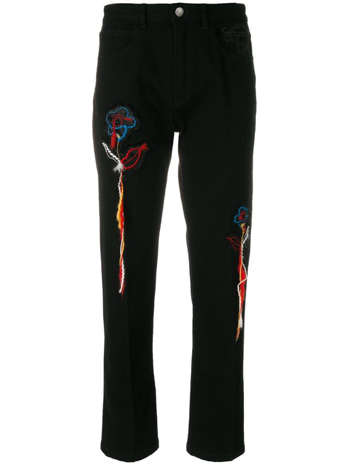 Sonia Rykiel Floral Appliqué Jeans - Black