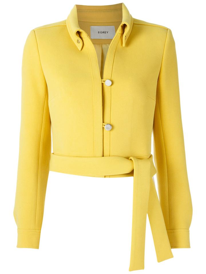 Egrey - Tie Fastening Jacket - Women - Polyester/spandex/elastane/viscose - 40, Yellow/orange, Polyester/spandex/elastane/viscose