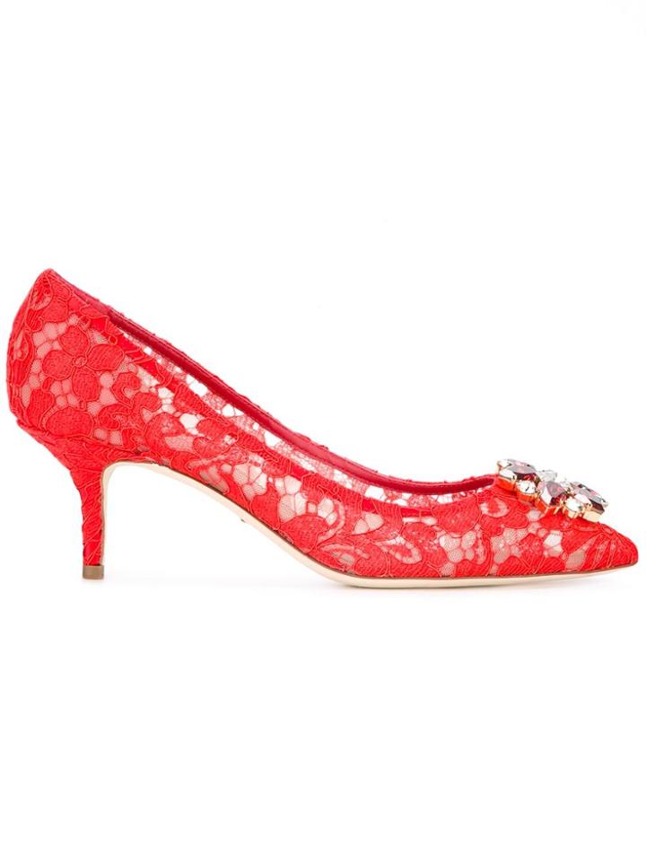 Dolce & Gabbana Bellucci Lace Pumps - Red