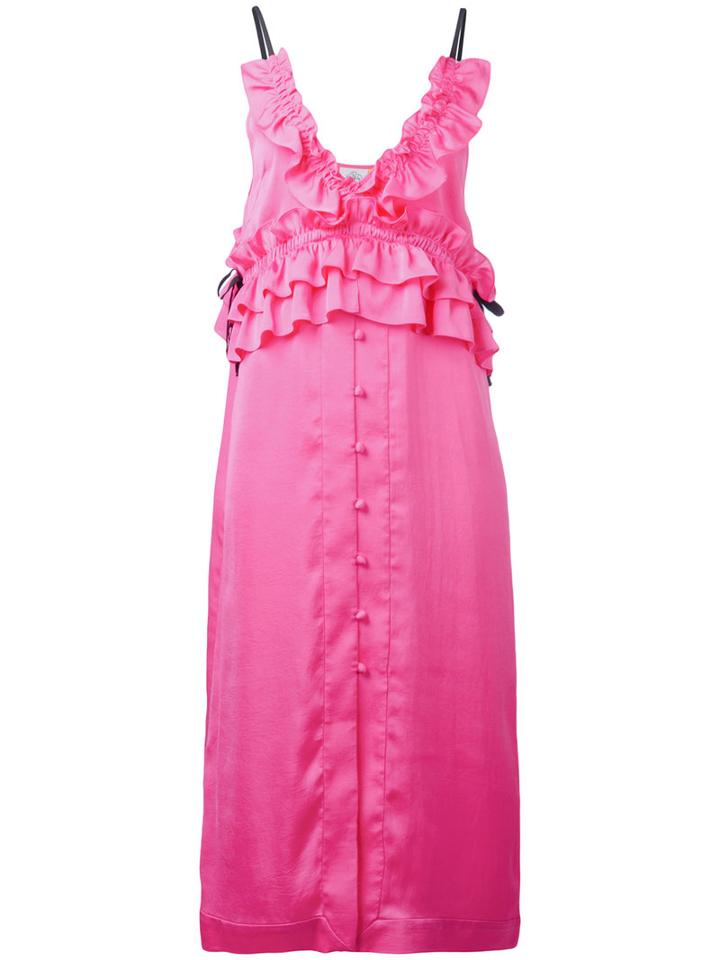 Steve J & Yoni P - Frill Slip Dress - Women - Polyester - S, Women's, Pink/purple, Polyester