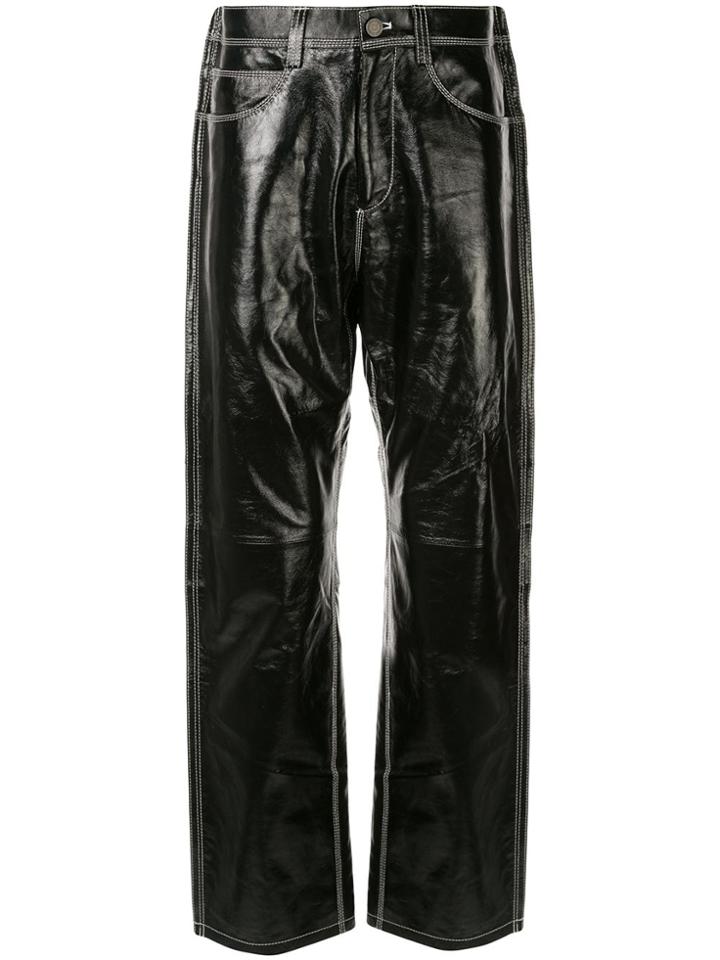 Wooyoungmi Varnished Effect Trousers - Black