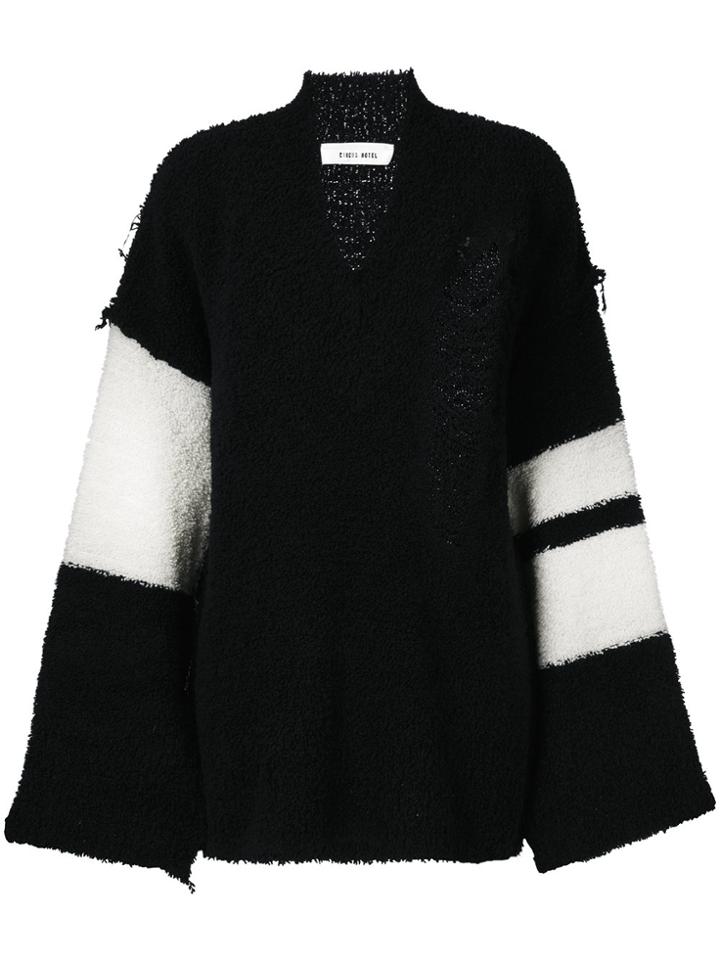 Circus Hotel Oversized V-neck Jumper - Blue