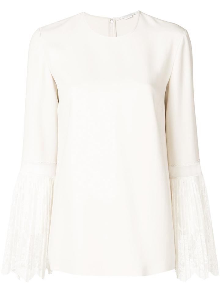 Stella Mccartney Pleated Lace Cuffs Blouse - Nude & Neutrals
