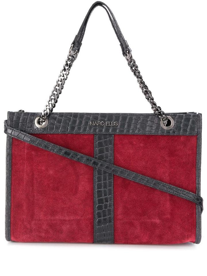 Marc Ellis Crocodile Effect Trim Tote - Red