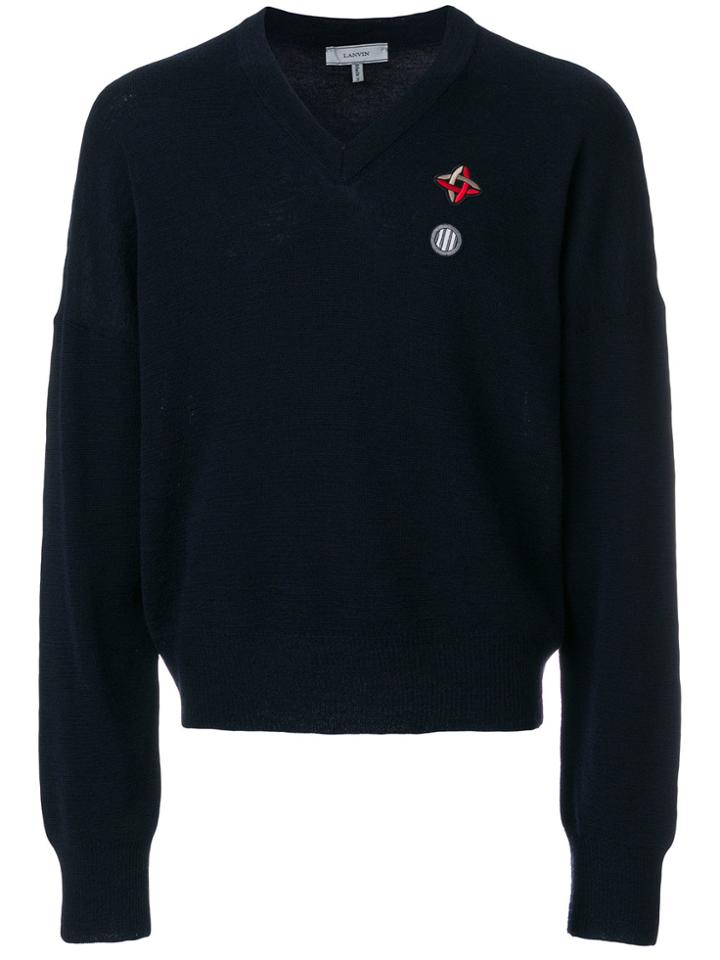 Lanvin Logo Embroidered Sweater - Blue