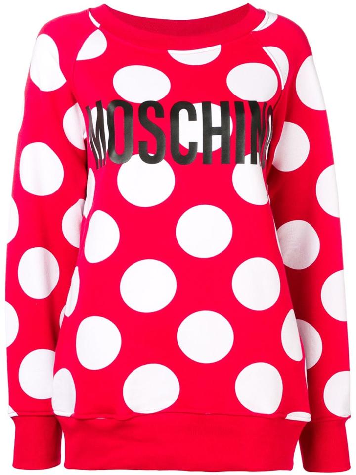 Moschino Logo Polka Dot Sweatshirt - Red